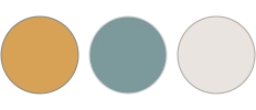 a bronze, dark green and off-white circle in one horizontal row