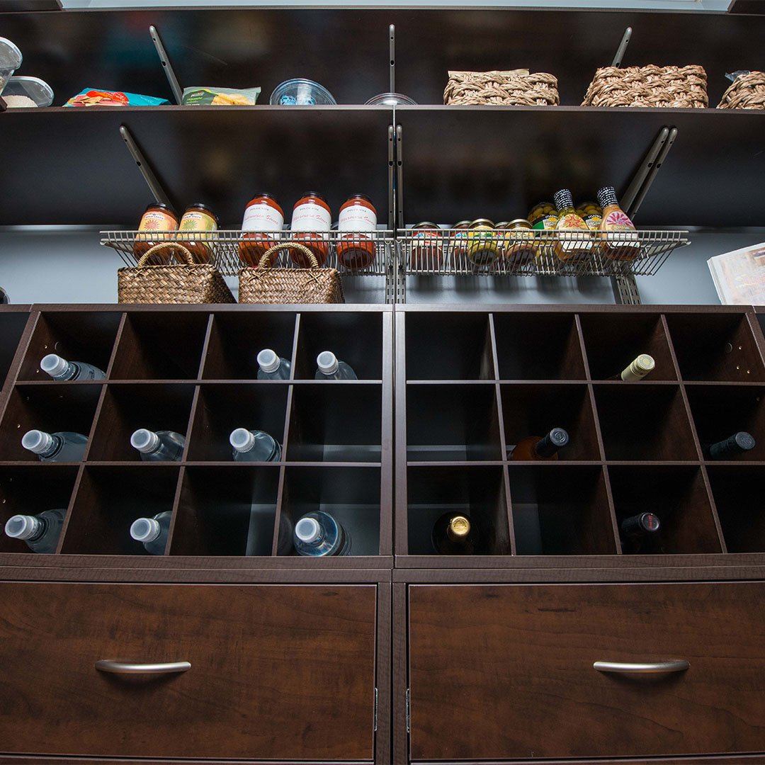 water bottle and wine bottle storage shelving