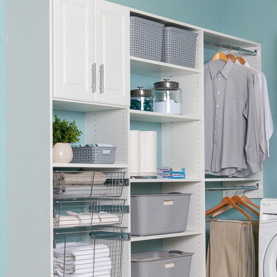 built-in closet system in laundry room