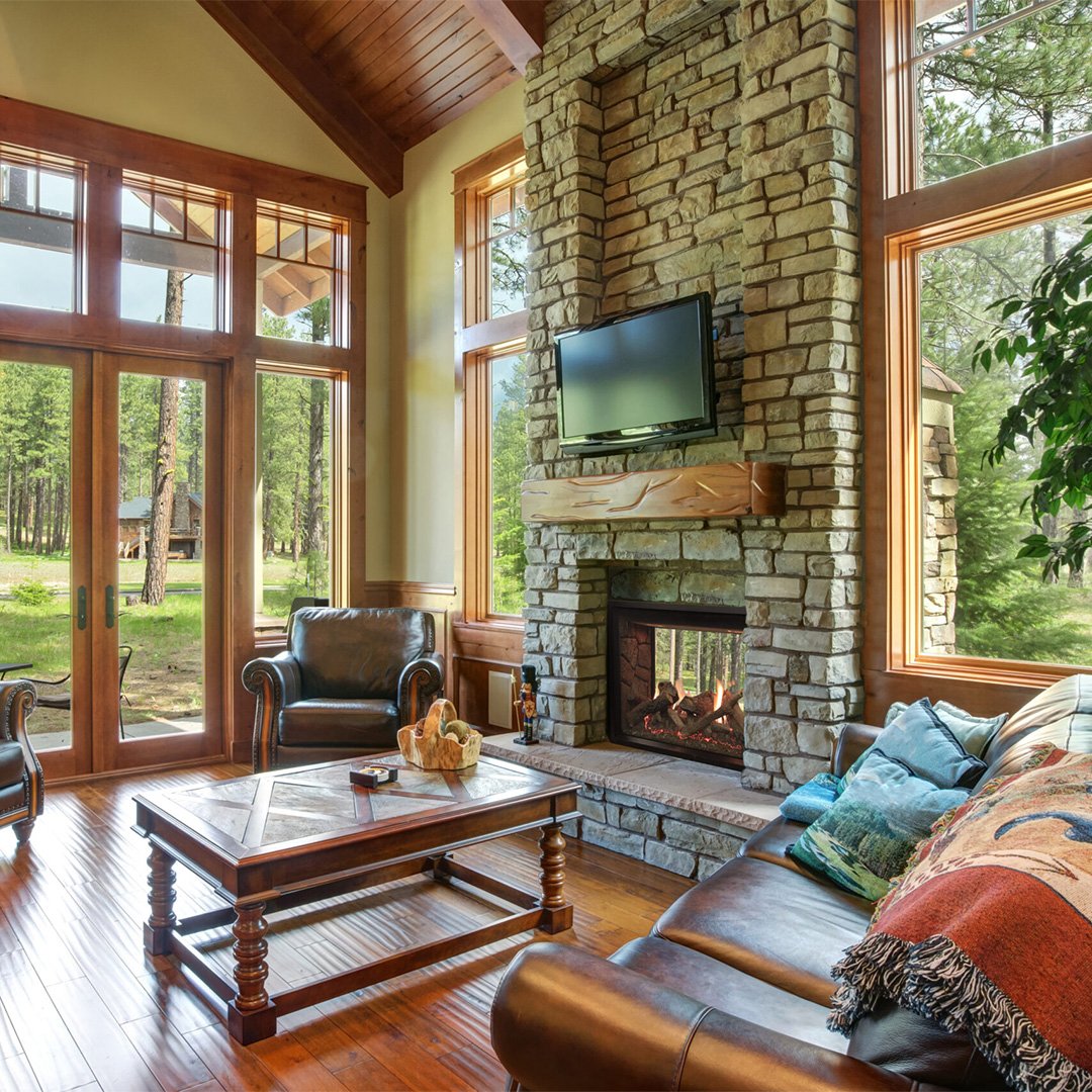 natural gas fireplace in living room