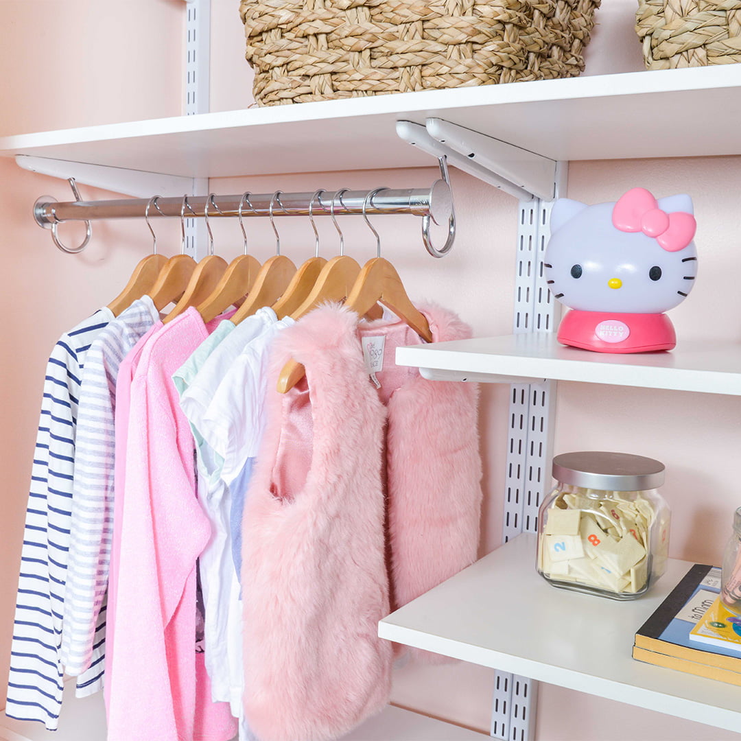 child's closet with multiple clothes racks