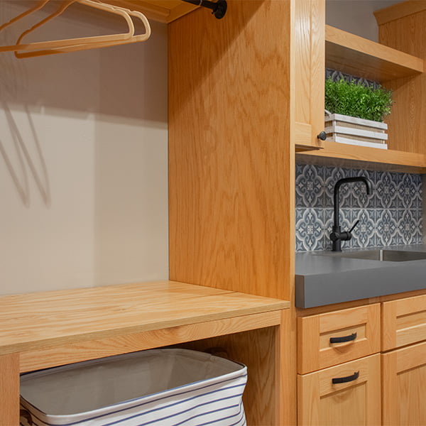 small closet rack in laundry room