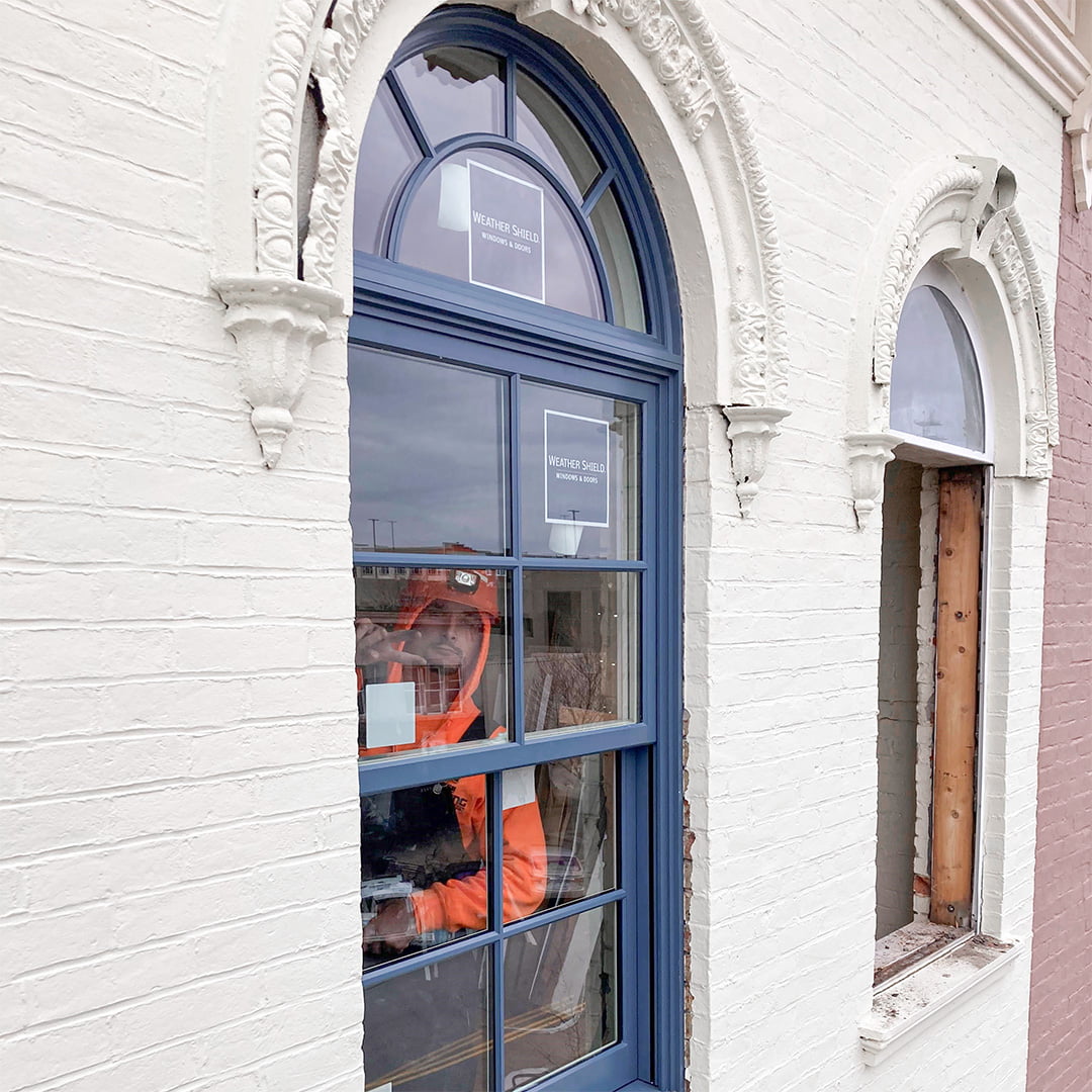 round top windows on historic building