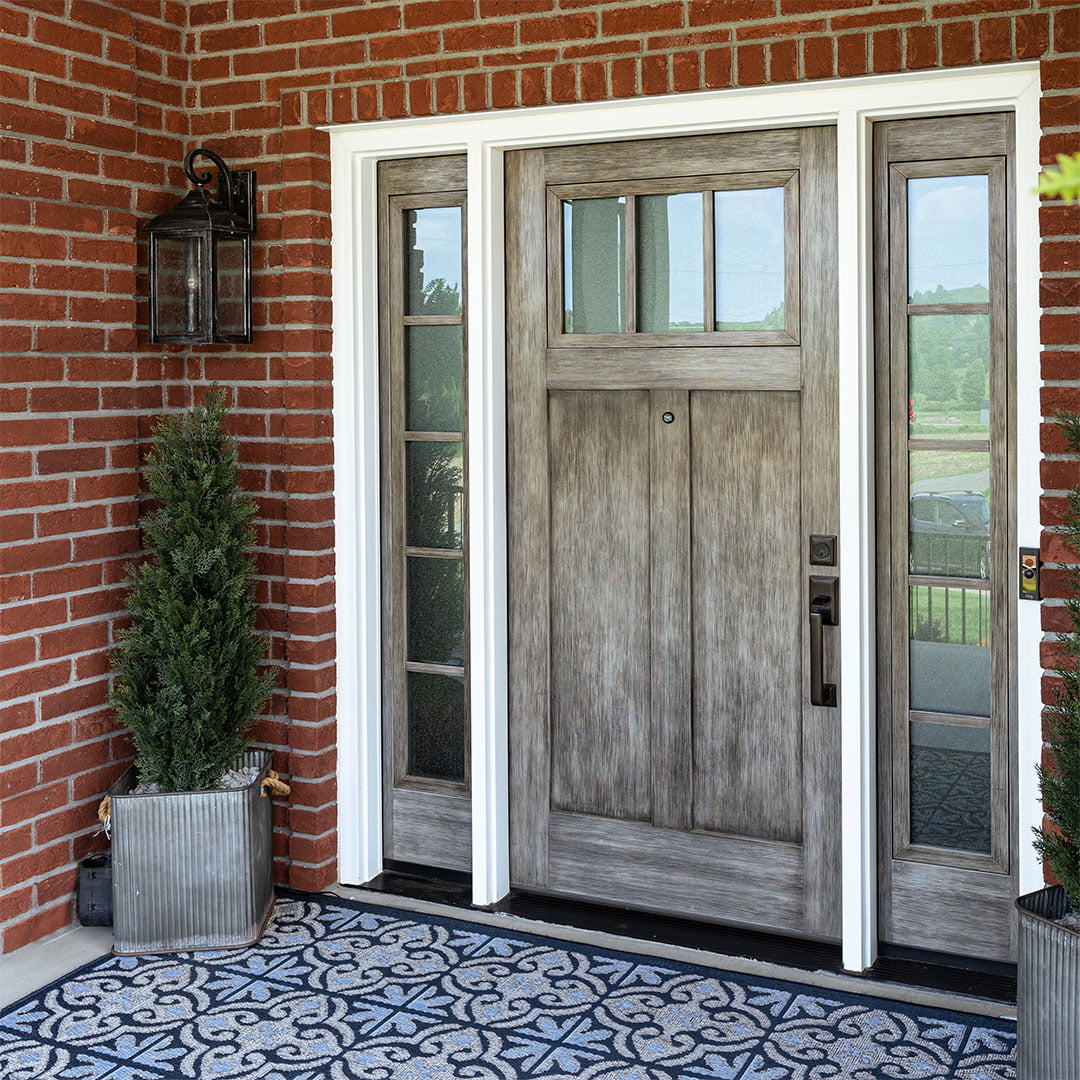 craftsman fiberglass door with antique stain