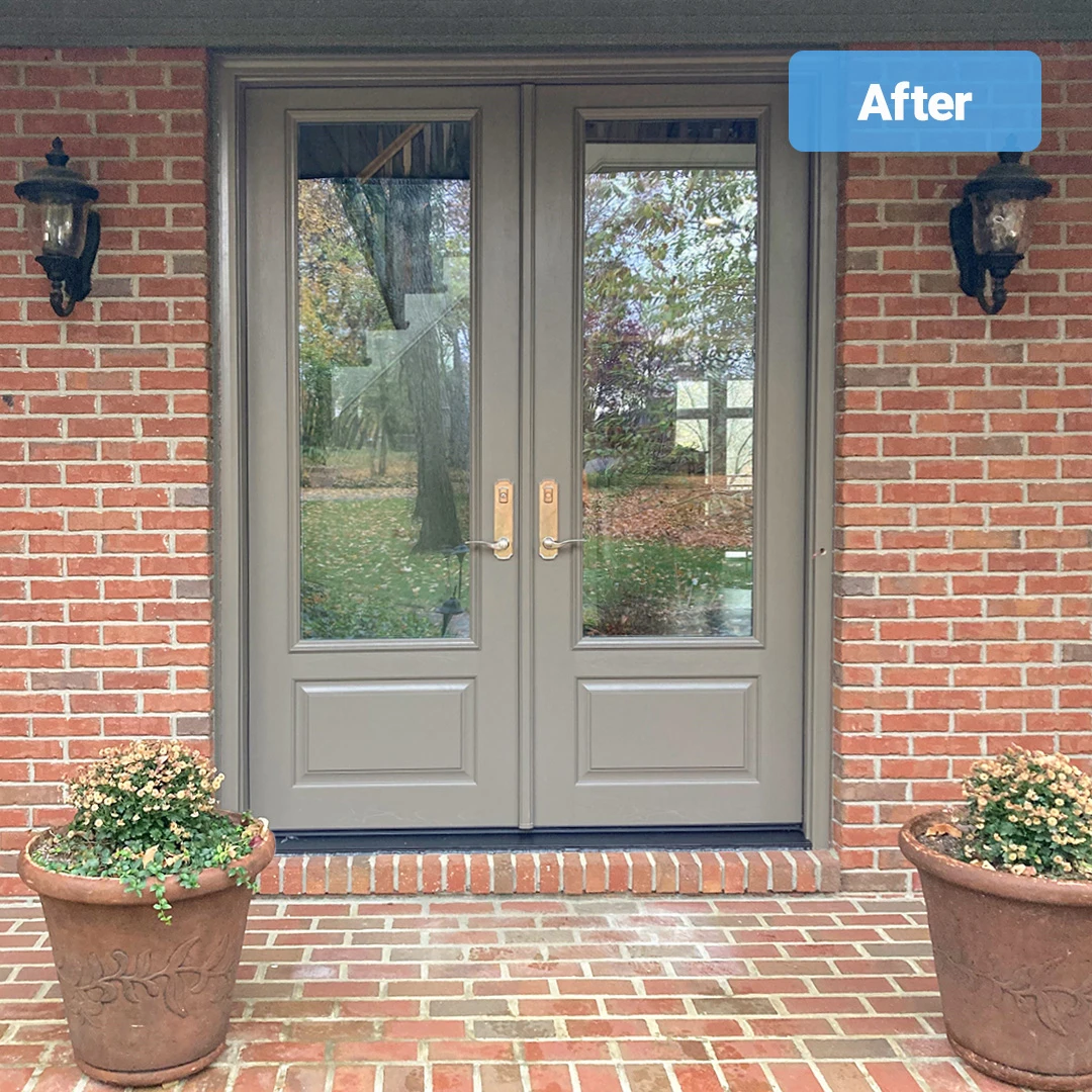 8 foot french doors on red brick home