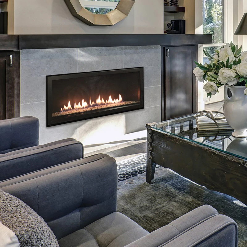 natural gas fireplace in cozy living room